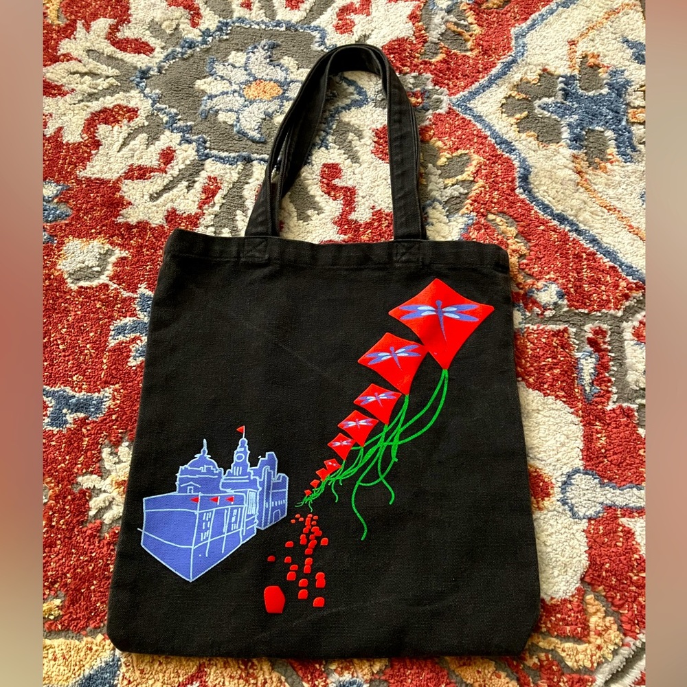 Chinese black tote bag